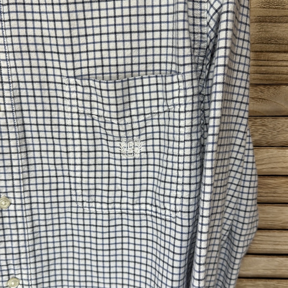 Chaps Shirts Men's White and Blue Plaid Long Sleeve Button Down Size L - Picture 8 of 14